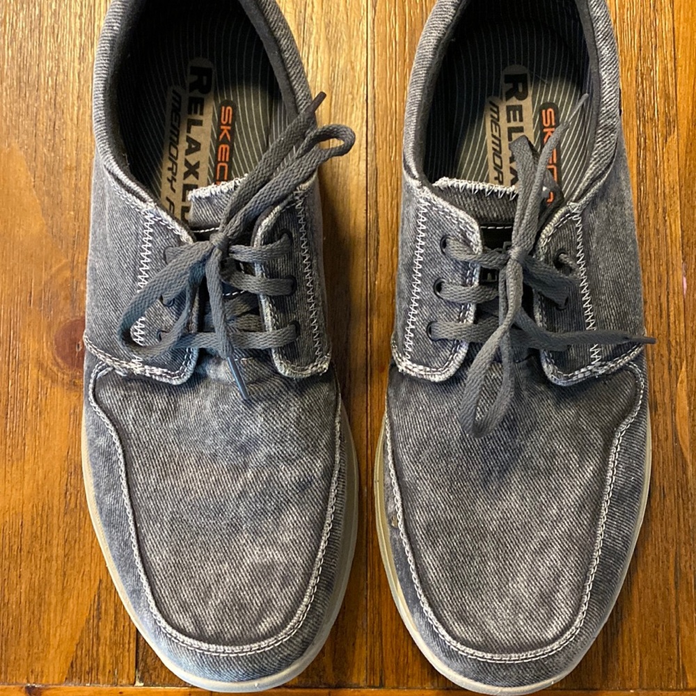 Grey mens Skechers relaxed fit memory foam lace up shoes
